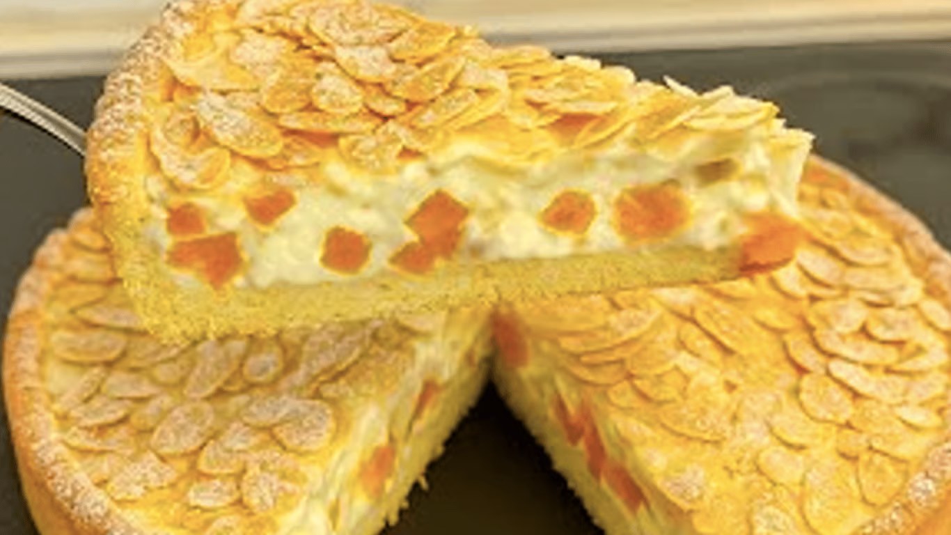 Această tartă a devenit virală: aluatul delicat, crema răcoritoare de mascarpone cu lămâie și piersicile zemoase combinate cu migdale crocante creează o adevărată capodoperă
