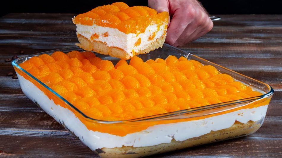 Rețetă excelentă pentru un tort  cu friscă delicioasă si mandarine: Un deliciu grozav, fară coacere!