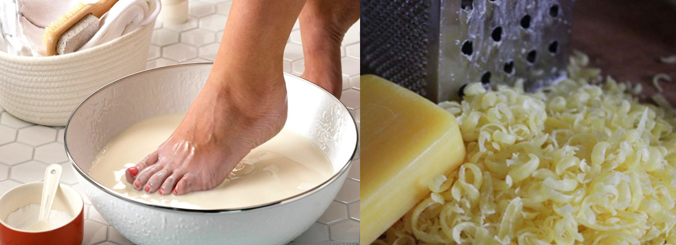 Remediu popular pentru durerile de picioare cu săpun de casă și sare de mare