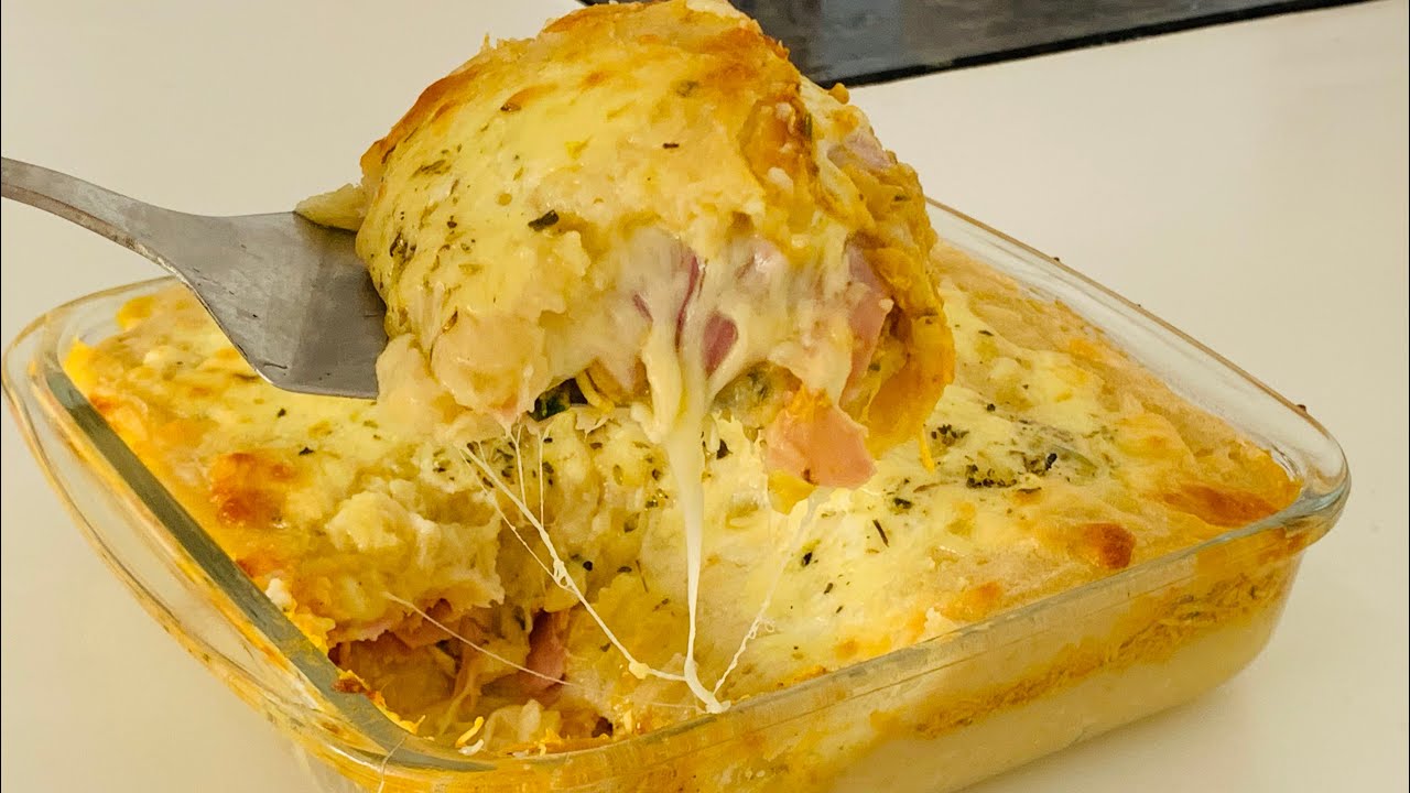 Bol umplut cu cartofi, șuncă și brânză – Prânz rapid într-o tavă de copt